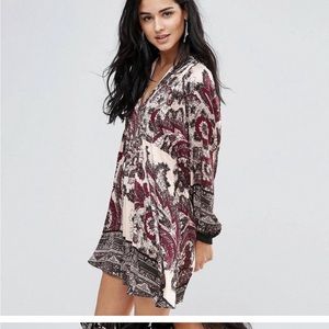 FREE PEOPLE purple Say You Love Me silky tunic mini dress XS